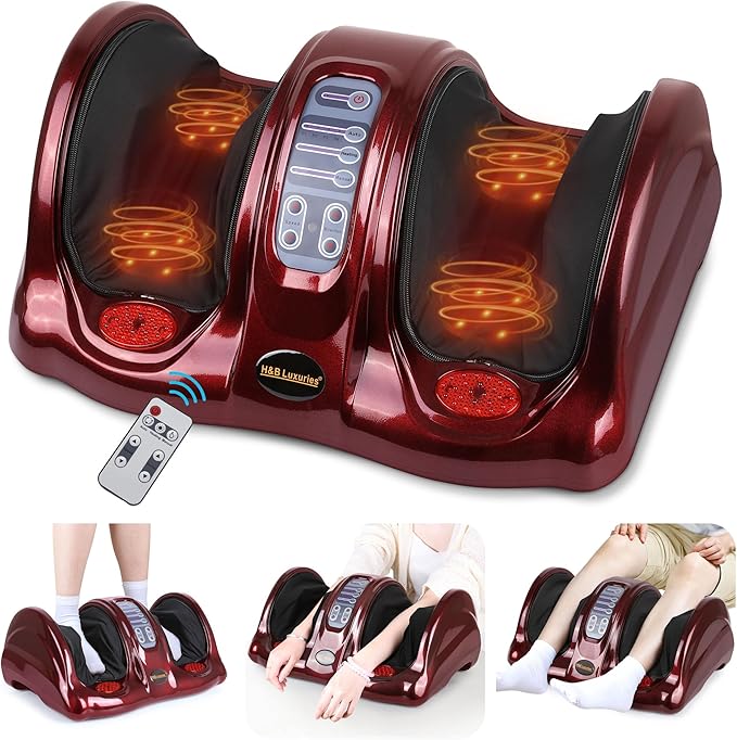 Foot Massager with Heat, Shiatsu Foot Massager for Circulation and Pain Relief and Heat Therapy, Ankle, Calves and Feet Massage with Deep Kneading Rolling, Gifts for Women Men Mother Father