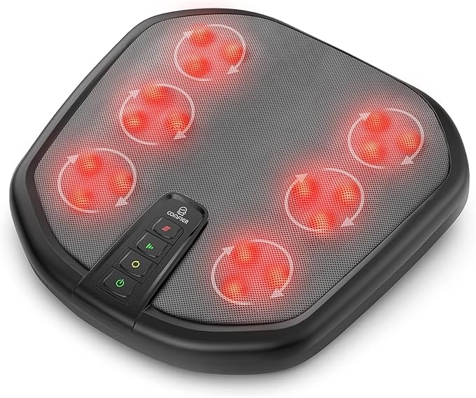 COMFIER Shiatsu Foot Massager for Plantar Fasciitis,Neuropathy, Keading Feet Massager Machine with Heat.Foot & Back Massager with Washable Cover, Feet Warmer for Men,Women
