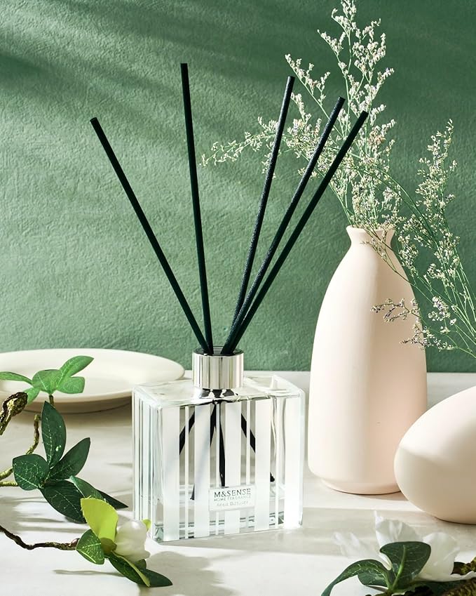 M&SENSE Magical Oriental Reed Diffuser Set - 7.04oz Diffusers for Home with Sticks, Shelf Decor for Bedroom Bathroom Office