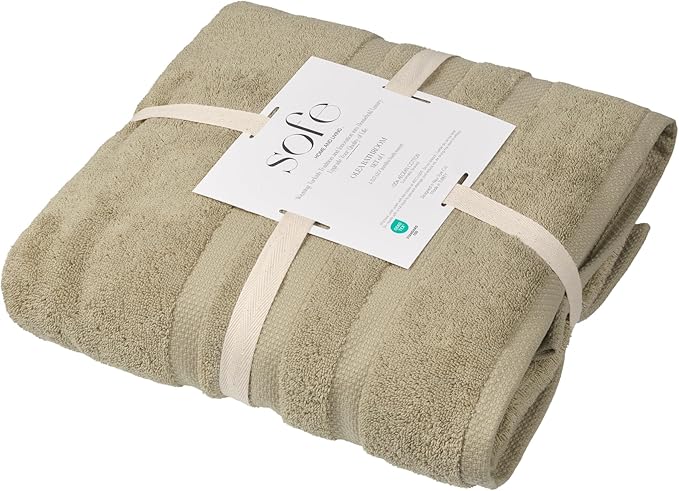 SOFE H&L | Olea Luxury Turkish Cotton Bath Towel Set of 1 : 1 Jumbo Bath Towel Green | Premium, Soft, Durable, Absorbent | XL Bath Towels Oversized