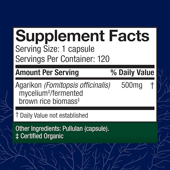 Host Defense Agarikon Capsules - Immune System Support Supplement - Mushroom Supplement to Aid Immune Functions & Cell Strength - Herbal Dietary Supplement - 120 Capsules (120 Servings)*