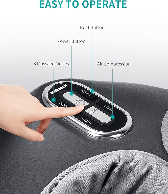 Nekteck Shiatsu Foot Massager with Heat, FSA Eligible Deep Kneading Therapy Air Compression, HSA Feet Massage Improve Blood Circulation Foot Wellness Soothing Pain Relief, Relax for Home Office Use