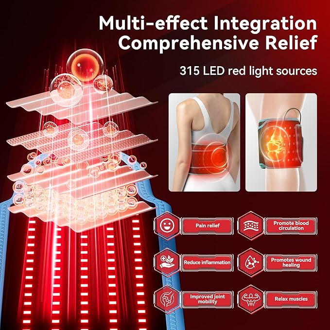 Red Light Therapy, Portable Red Light Therapy Belt with 150 Upgraded 3 in 1 LED Beads, 660nm & 850nm Red Light Therapy for Body, Red Light Therapy Device for Waist Back Knees Shoulder Legs
