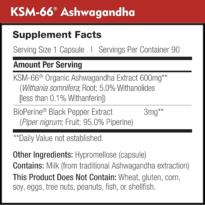 DailyNutra KSM-66 Ashwagandha 600mg Organic Root Extract - High Potency Supplement with 5% Withanolides | Supports Relaxation, Focus, & Energy (270 Capsules)
