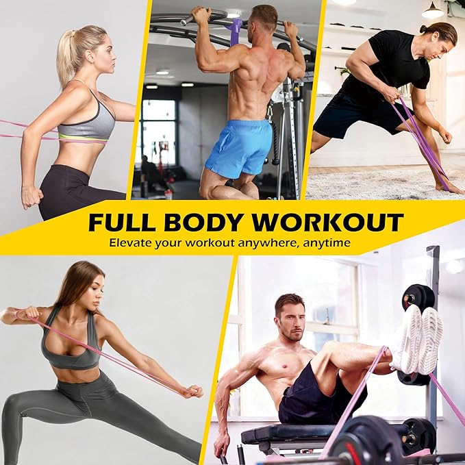 Pull Up Bands, Resistance Bands Set for Pull-Up Assistance, Exercise Bands with Door Anchor & Grip Pads for Men & Women Working Out, Physical Therapy, Muscle Training