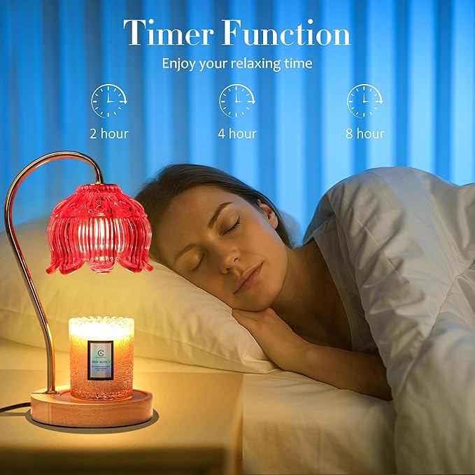 Flower Candle Warmer Lamp with Timer & Dimmer - Fits All Jar Scented Candles - Valentine's & Mother's Day Gift for Women,Wife