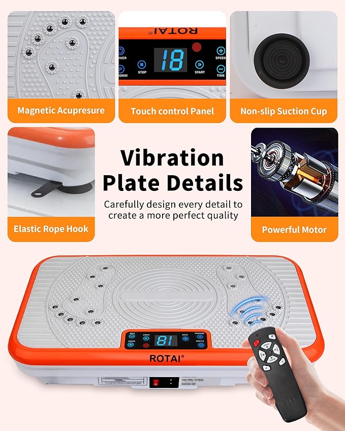 Vibration Plate Exercise Machine, Vibration Plate for Lymphatic Drainage & Weight Loss, Whole Body Vibration Plate 400 lbs Capacity, Shake Plate for Men and Women