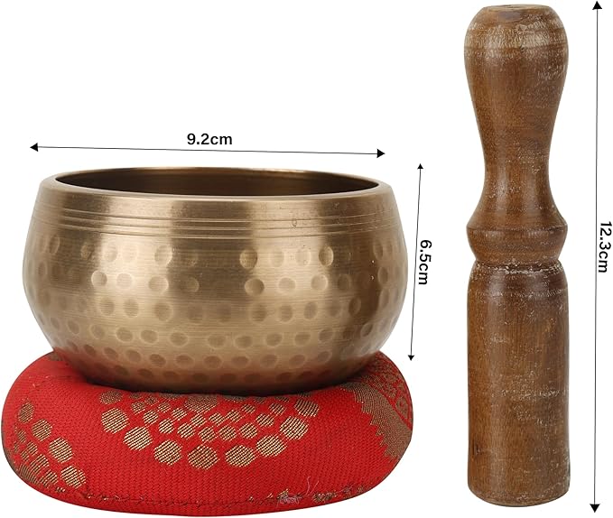 Tibetan Singing Bowls Set - Meditation Sound Bowl Stress Relief Tool and Spiritual Decor for Yoga Mindfulness, Healing & Chakra balancing Relaxation by Himalayan (3.2″ Original)