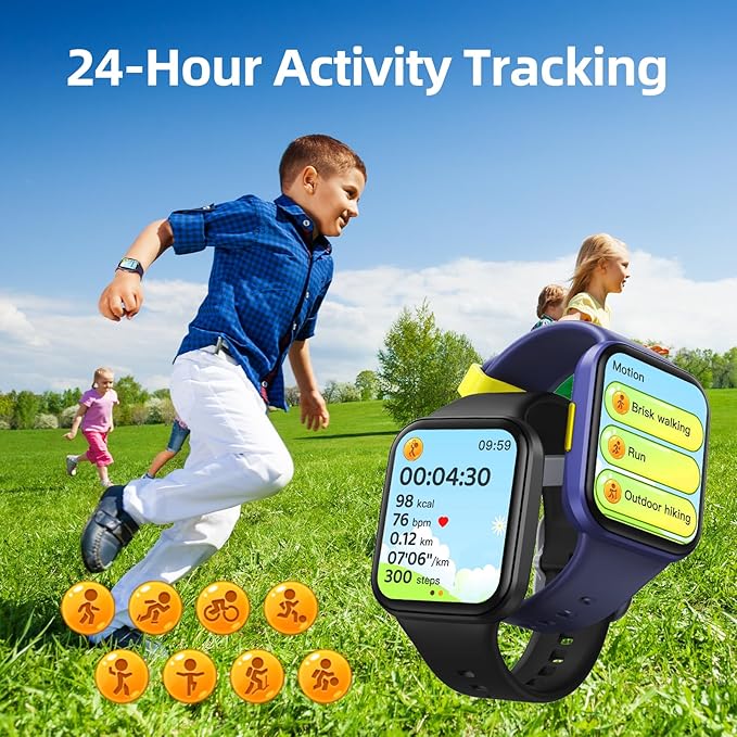 Parsonver Kids Smart Watch with Parent-Child Task & Reward System, Fun Fitness Tracker with 20 Sports Modes, Heart Rate & Sleep Monitor, IP68 Waterproof, Great Birthday Gift for Boys Girls 5-16, Black