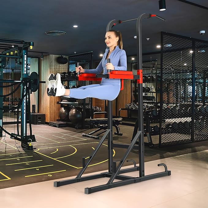 Goplus Power Tower Pull Up Bar Dip Station, Multi-function Dip Bars Stand Workout Equipment for Full-body Home Gym Fitness Exercise Strength Training