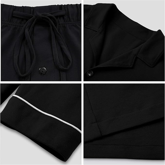 COLORFULLEAF Men's 100% Cotton Short Sleeve Pajama Sets Button Down Notched Collar Sleepwear Soft Lounge Pjs with Pockets