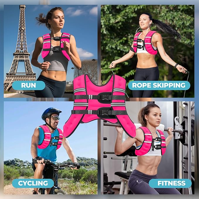Weighted Vest, 12lb/16lb/20lb Weight Vest with Reflective Stripes for Men Women, Two Adjustment Straps for Workout, Strength Training, Running, Fitness, Muscle Building, Weight Loss