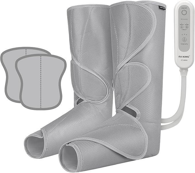 FIT KING Air Compression Leg Massager for Circulation to Relieve Pain, Swelling, Edema, RLS, Ideal Gift for Mom Wife (Extensions Included)