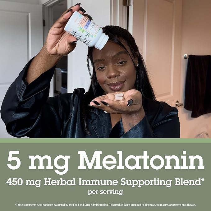 Quantum Health Sleep Immune Melatonin 5mg Support Supplement L Theanine Valerian Root + Elderberry Vitamin C & D Immunity Boost Daily Whole Body Wellness for Women & Men - 30 Capsules