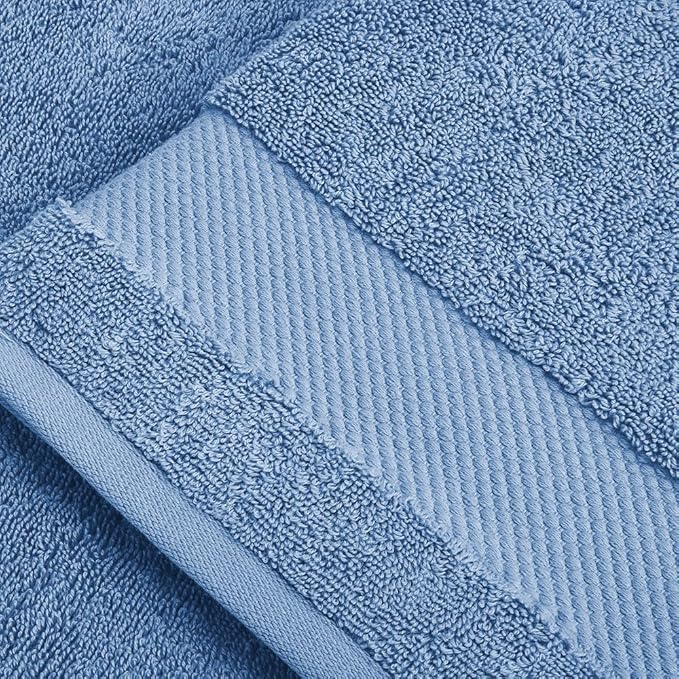 BIOWEAVES 100% Organic Cotton 700 GSM Plush Washcloths 13" x 13" GOTS Certified - Cerulean Blue, Pack of 12