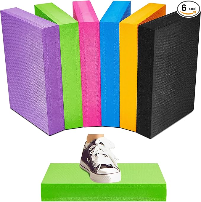 6 Pcs Balance Pad Balancing Foam Pad Yoga Mat Trainer Non Slip Cushion Exercise Mat Knee Pad for Fitness and Stability Stretching, Pilates, Physical Therapy, Core Trainer, 11.81 x 7.87 x 1.97 Inch