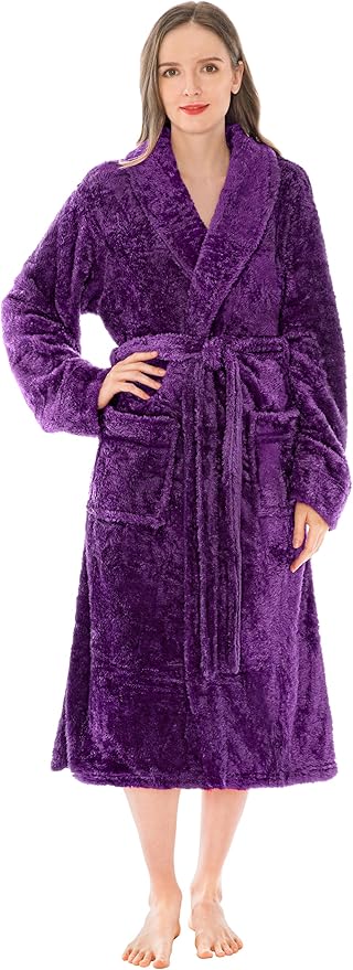PAVILIA Premium Womens Plush Soft Robe Fluffy, Warm, Fleece Sherpa Shaggy Bathrobe
