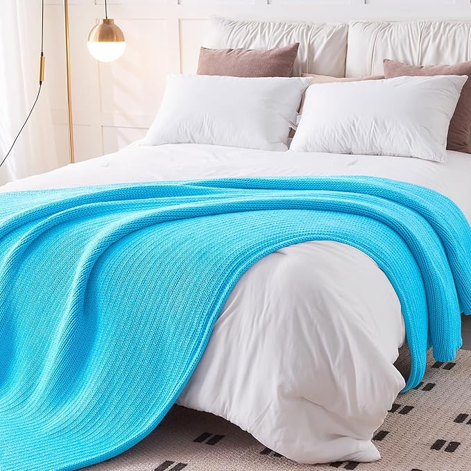 L'AGRATY Knitted Weighted Blanket - 48"x72" 20lbs Cooling Chunky Knit Heavy Blanket for Adults Braided Crochet Throw Thick Cable Yarn Knit Decorative No Beads Evenly Weighted Machine Washable