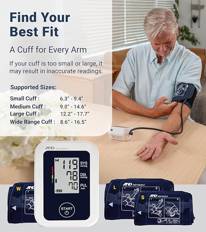 A&D Medical Blood Pressure Monitor for Home Use, UA-651 – Upper Arm Precise BP Machine – Wide Range Cuff (8.6” / 22-42cm), Adults, 4 AA Batteries