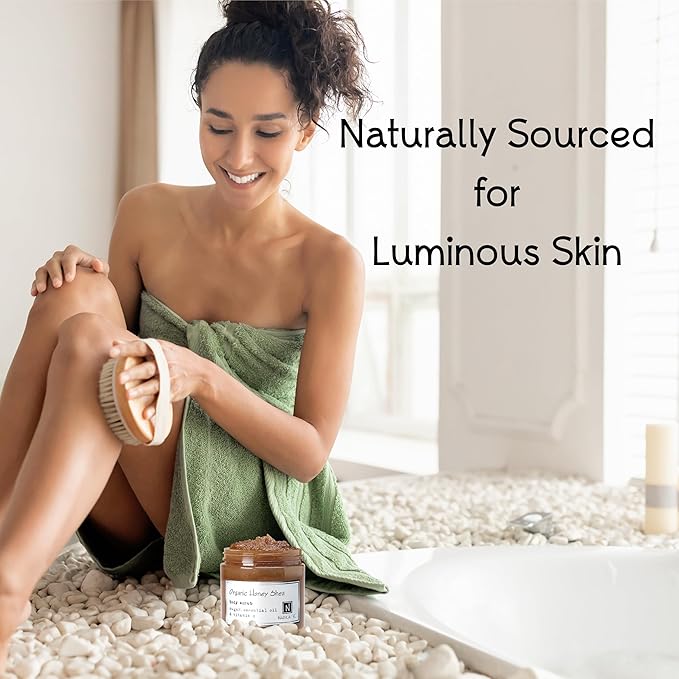 Organic Honey Shea Body Scrub Made in USA with Essential Oil and Vitamin C by Nabila K - Exfoliate and Moisturize for Smooth Skin - Luxury for Women & Men, 3 oz