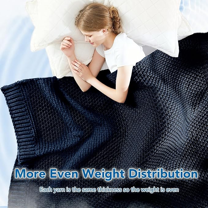 Topcee Knitted Weighted Blanket - 60"x80" 15lbs Queen Size Cooling Chunky Knit Heavy Blanket for Adults Cable Yarn Knit Decorative No Beads Soft Cozy and Cooling Weighted Throw Machine Washable