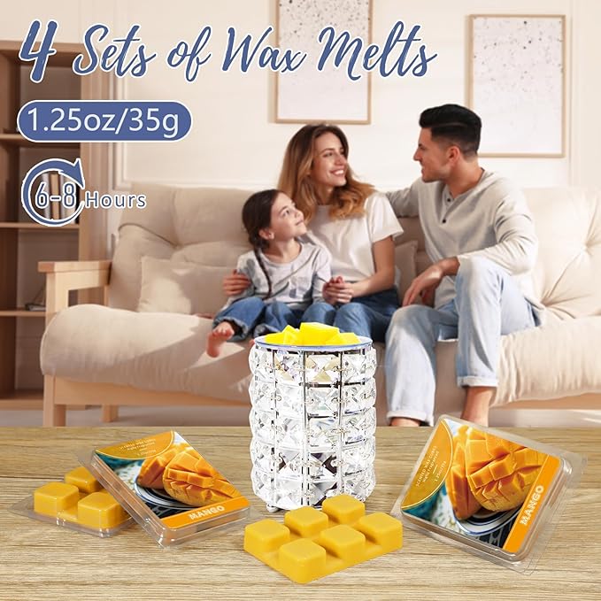 SCENTORINI Wax Melts, Mango Scent, 4 Pack Wax Cubes, Long-Lasting, for Candle Making, Wax Warmer