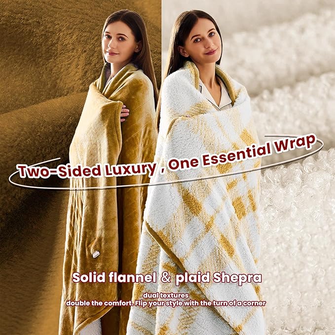 Heated Electric Blanket Full Size - 72"x84" Flannel Heating Blanket with 10 Heating Levels & 5 Time Settings Over-Heat Protection, Winter Warmer for Adults with ETL Certification(Ivory)