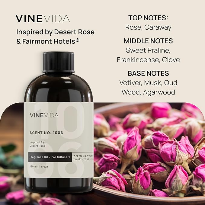 VINEVIDA (16oz) Hotel Fragrance Collection Diffuser Oil - Hotel Scents Diffusers for Home - Cold Air Diffuser Oil - Hotel Scent Essential Oil - Scent No.1006 Inspired by Fairmont Hotels