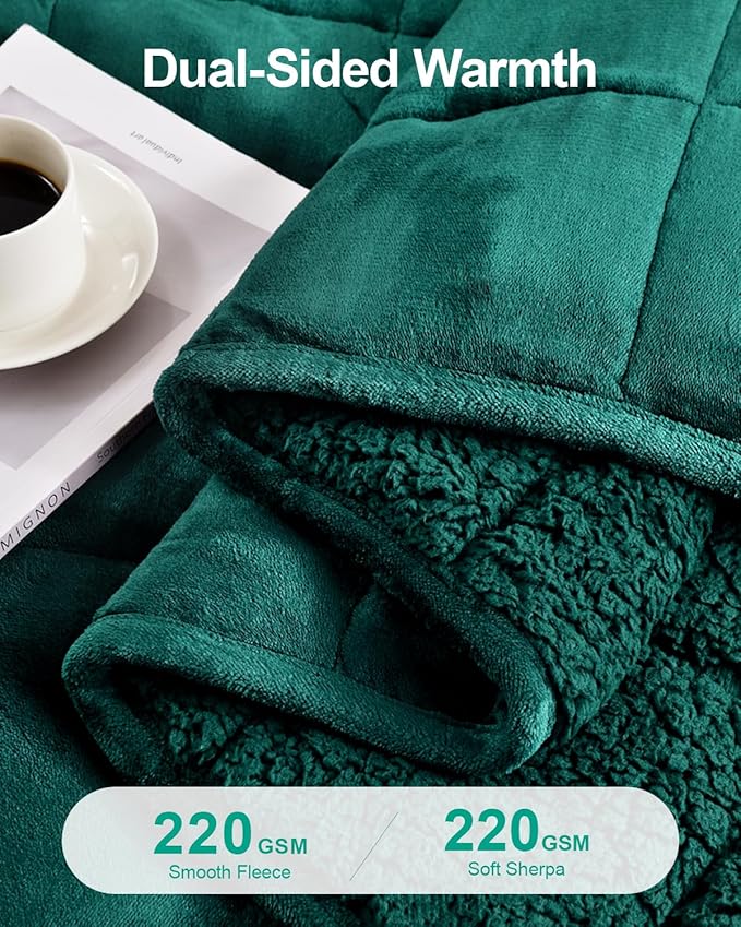 Super Fuzzy Soft Sherpa Fleece Weighted Blanket, 15 lbs Dual Sided Fluffy Heavy Weighted Blankets for Adults - No Bunching with Double Layers of Soft Inner Lining (48"x 72", 15 Pounds)