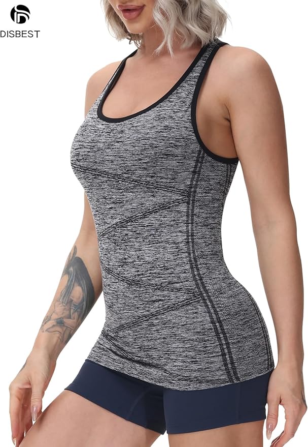 Disbest Yoga Tank Top, Women's Performance Stretchy Quick Dry Sports Workout Running Top Vest with Removable Pads