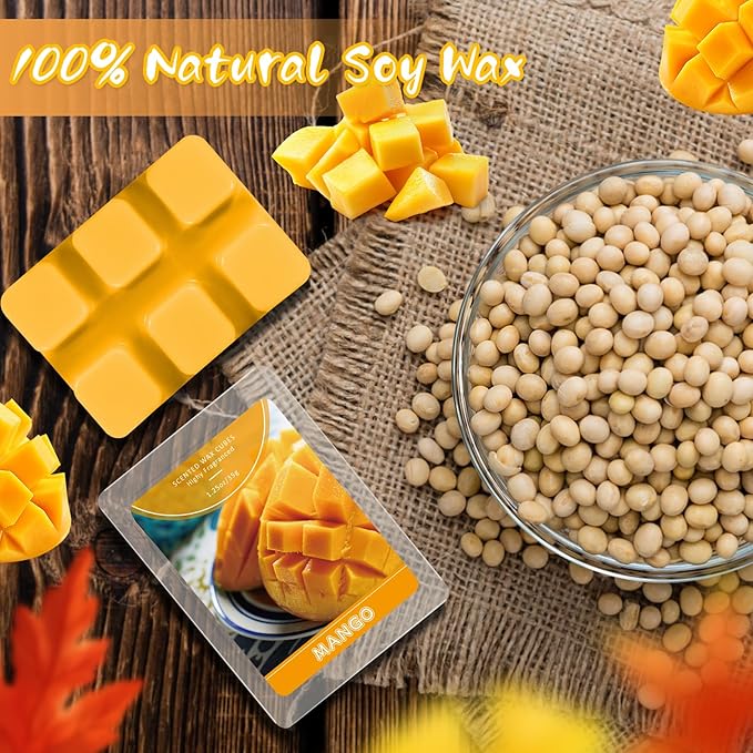 SCENTORINI Wax Melts, Mango Scent, 4 Pack Wax Cubes, Long-Lasting, for Candle Making, Wax Warmer
