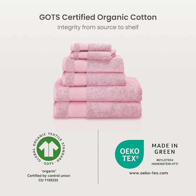 BIOWEAVES 100% Organic Cotton Bath Sheet Set of 2 | Soft Oversized Bath Towels | 700 GSM Premium Bath Towel Sheet Set GOTS Certified - Dusty Pink
