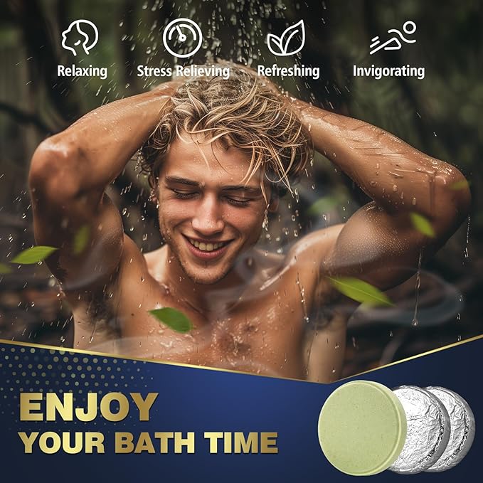 Shower Steamers Aromatherapy, Birthday Gifts for Men, SPA Self Care Relaxation Stress Relief Natural Essential Oils Bath Bombs, Christmas Stocking Stuffers for Dad Husband Boyfriend (8 Pack)