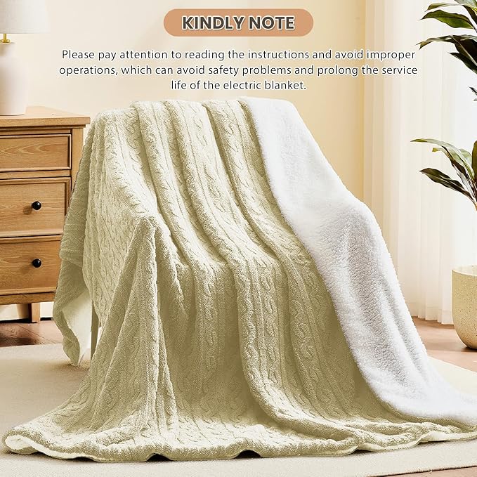 Homemate Electric Heated Blanket King - 100"x90" Heating Bed Blankets Throw with 10 Heating Levels 8 Hours Auto Off Fast Heating Over-Heated Protection Ultra Soft Warm Flannel ETL Certified