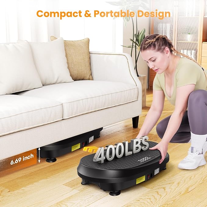 Curved Vibration Plate Exercise Machine, XL Vibration Plate 400 lbs Capacity with 9 Auto Modes and 120 Adjustable Speeds, Whole Body Vibration Plate Machine for Home Women Men