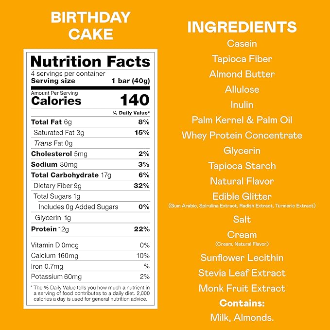 MAGIC SPOON Treats - High Protein, Low Carb, Keto Friendly, 1g of Sugar, Gluten Free, Crispy Treat Cereal Bar, On-The-Go Healthy Snack (Birthday Cake, 8 Bars)