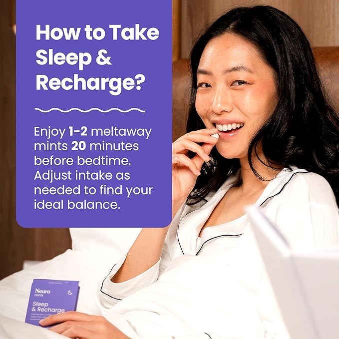 NeuroGum Sleep & Recharge Meltaway Mints | 1mg Melatonin + Chamomile + Elderberry + Lemon Balm + Passion Flower | Natural Sugar Free Rest & Relaxation Supplement (Mixed Berry, 72 Pieces)