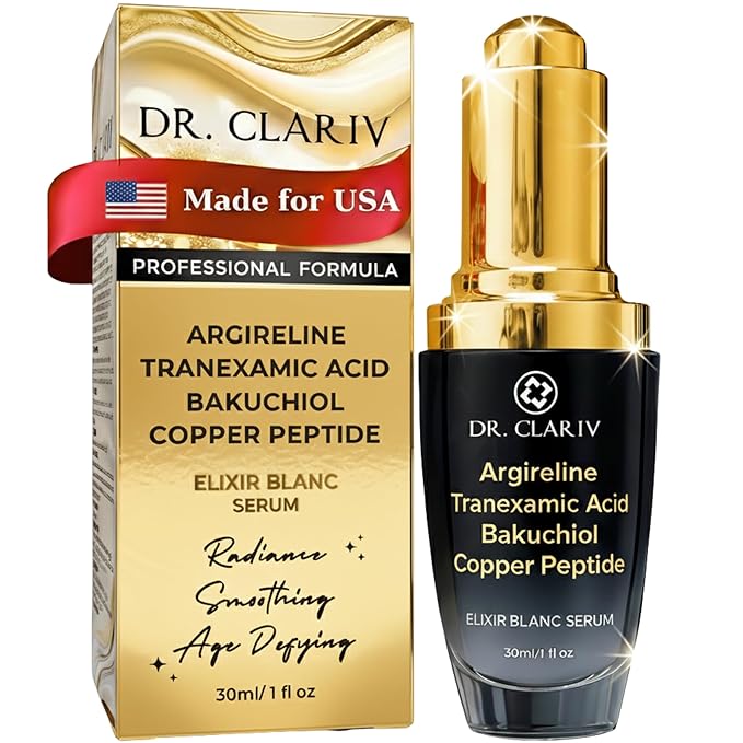 Argireline + Copper Peptides (GHK-Cu) Serum For Face – Anti Wrinkle Firming Serum with Tranexamic Acid and Bakuchiol, GHK-Cu Peptide – Anti Aging Skincare for Face– 1 Fl Oz