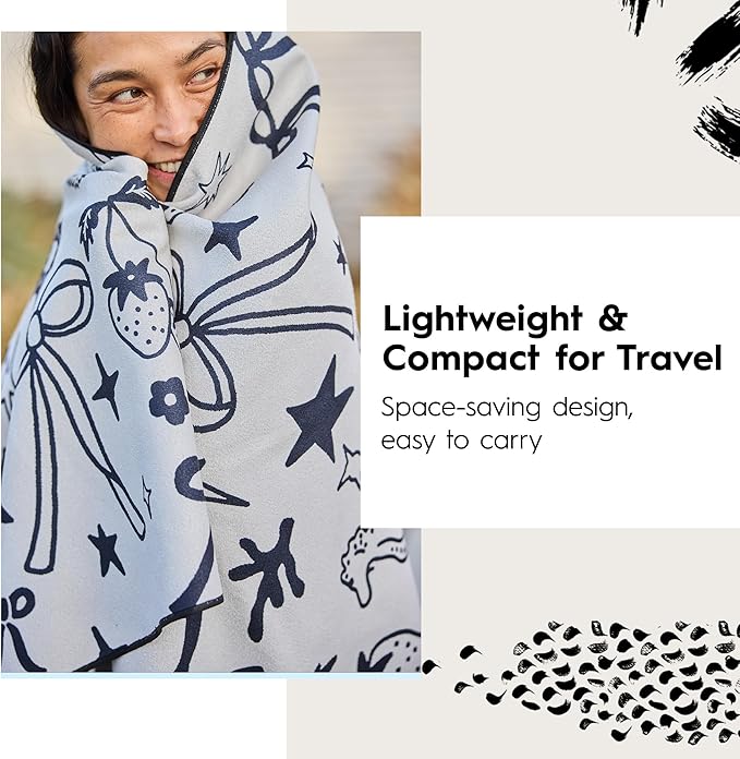 GEOMETRY Micro-Loop Beach Towel – Spring & Summer Collection – Quick-Dry, Sand-Resistant, Ultra-Absorbent Compact Towel for Beach & Travel (Lucky Play)