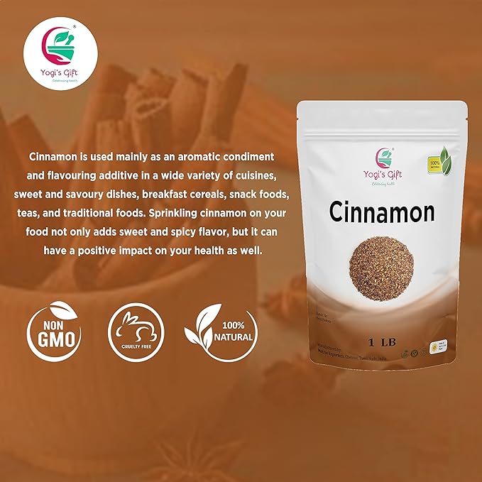 Crushed Cinnamon Bark 1 LB | Bulk Cinnamon Stick Pieces/Chips For Tea, Cooking | Rich Aroma and Great Flavour | Premium Grade Product by Yogi's Giftยฎ