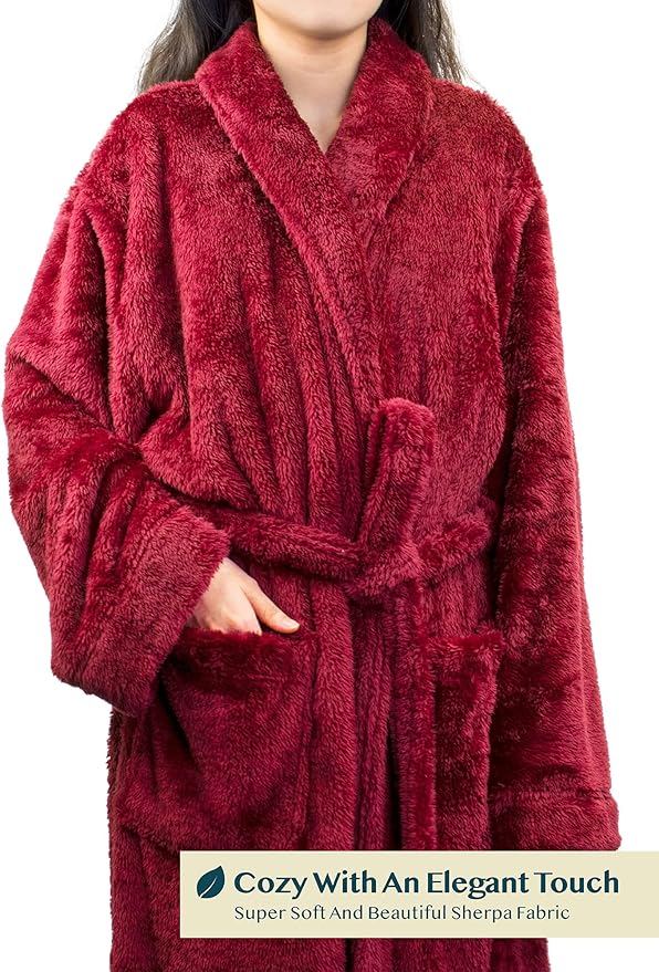 PAVILIA Premium Womens Plush Soft Robe Fluffy, Warm, Fleece Sherpa Shaggy Bathrobe