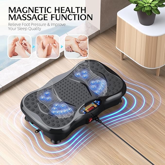 Vibration Plate Exercise Machine, Lymphatic Drainage Machine for Weight Loss, Lymphatic Drainage & Muscle Recovery, Multiple Speeds with Bluetooth & Remote, Max User Weight 330lbs (PureBlack)