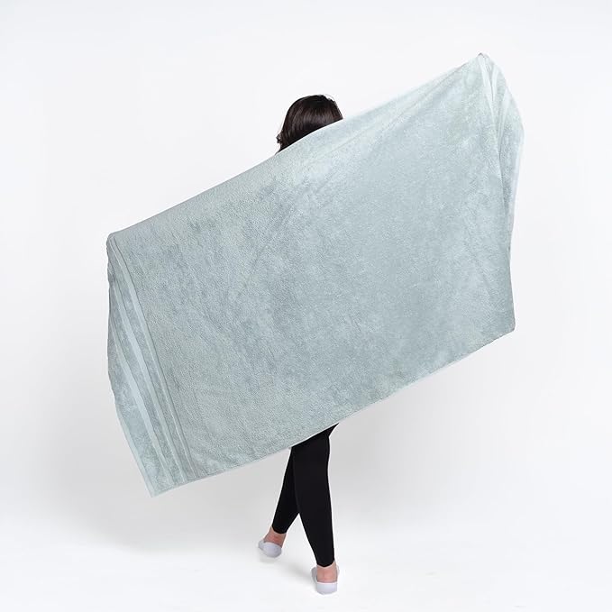 SOFE H&L | Olea Luxury Turkish Cotton Bath Towel Set of 1 : 1 Jumbo Bath Towel - Light Blue | Premium, Soft, Durable, Absorbent | XL Bath Towels Oversized