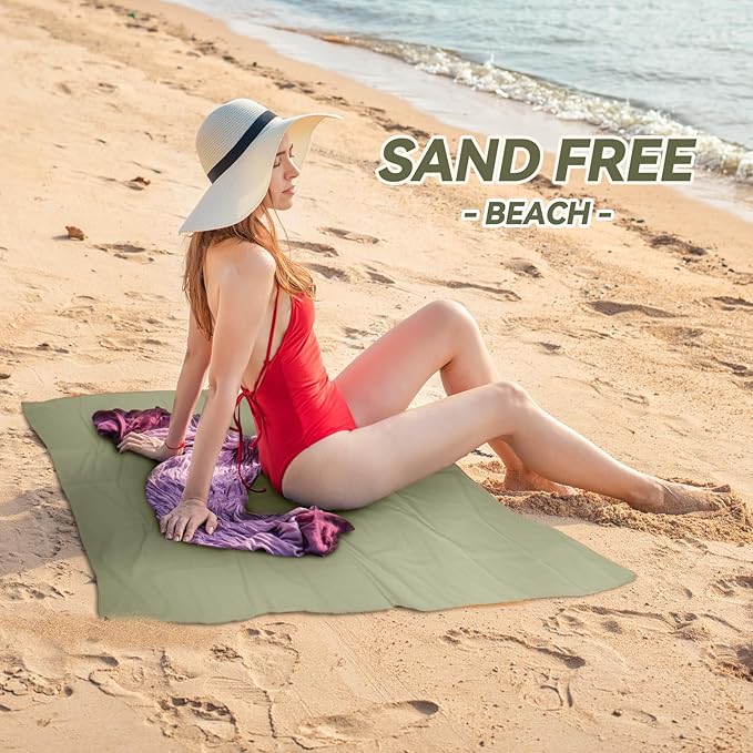 Microfiber Beach Towel Perfect for Travel, Sports, Camping, Swimming, Yoga, Gym-Quick Dry, Sand Free, Compact, Lightweight, Absorbent(Army Green,X-Large(200x90cm, 78x35”))