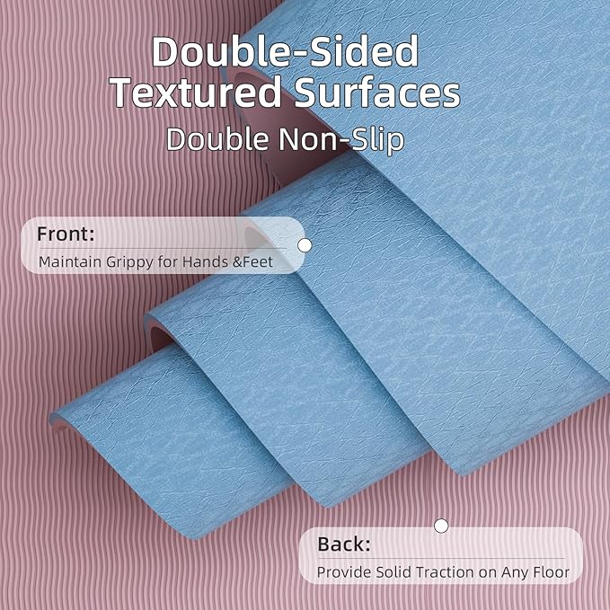 Yoga Mat Non Slip, Anti-Tear 1/4 Thick TPE Yoga Mats for Women and Men, a stylish and practical dual-tone yoga mat.72"x24" Exercise & Fitness Mat with Carrying Strap, Workout Mats for Yoga, Pilates and Floor Exercise