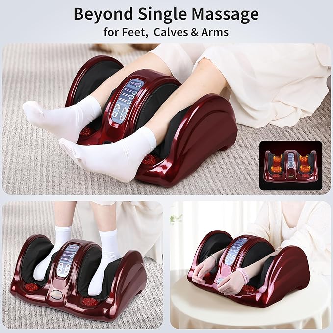 Foot Massager with Heat, Shiatsu Foot Massager for Circulation and Pain Relief and Heat Therapy, Ankle, Calves and Feet Massage with Deep Kneading Rolling, Gifts for Women Men Mother Father
