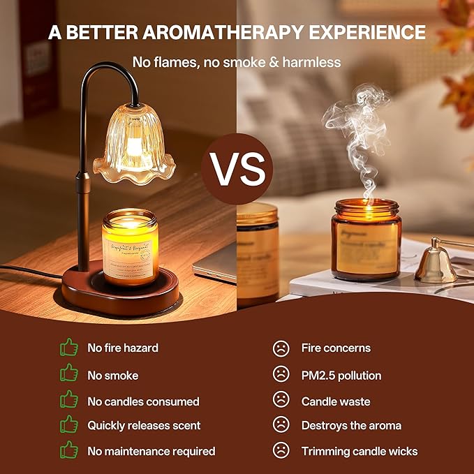 Dimmable Candle Wax Warmer, Homelist Candle Warmer Lamp with Timer for New Home, Mondern Warmers Flower Lamp, House Warming Gifts for Sister, Women, Mom, Girlfriend, Couple