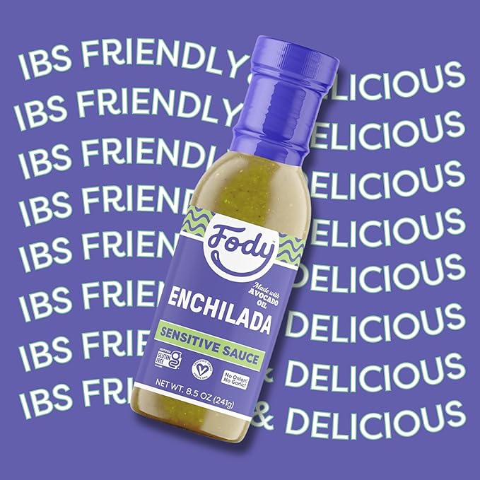Fody Foods Green Enchilada Sauce, 8.5 Oz, Garlic and Onion Free, Low FODMAP Certified, Gut & IBS Friendly, Vegan, Non-GMO, Gluten Free, Keto Friendly
