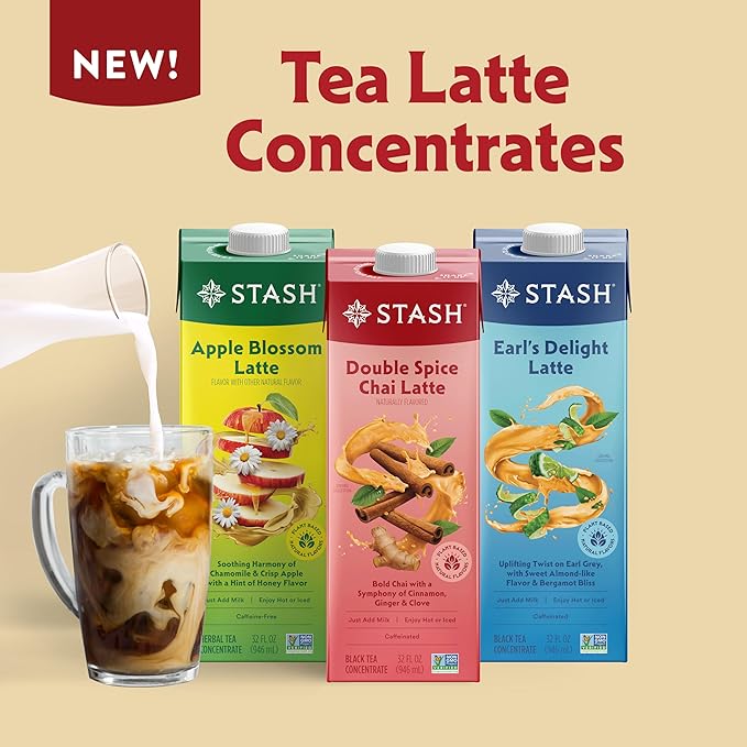 STASH Double Spice Chai Latte - Dairy Free Plant Based Tea Concentrate - Caffeinated - 32 fl oz, 5 Servings