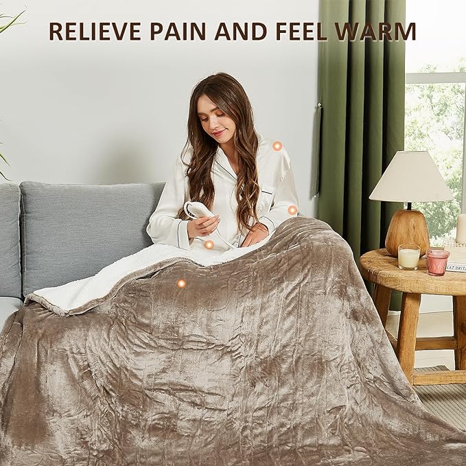 Heated Electric Blanket King Size - 100"x90" Flannel Heating Blanket with 10 Heating Levels & 5 Time Settings Over-Heat Protection, Winter Warmer for Adults with ETL Certification(Ivory)